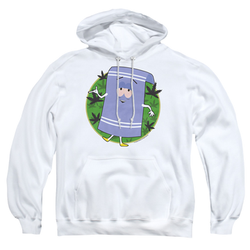 White pullover hoodie with South Park Towelie graphic