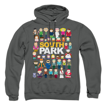Charcoal pullover hoodie with South Park Full Cast graphic