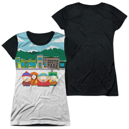 South Park Boys And Sign - Juniors Black Back T-Shirt Juniors Black Back T-Shirt South Park   