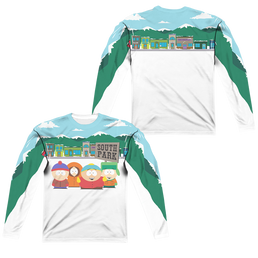 South Park Boys And Sign (Front/Back Print) - Men's All-Over Print Long Sleeve Men's All-Over Print Long Sleeve South Park   