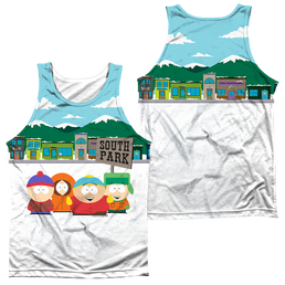 South Park Boys And Sign (Front/Back Print) - Men's All Over Print Tank Top Men's All Over Print Tank South Park   