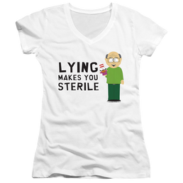 South Park Lying Makes You Sterile - Juniors V-Neck T-Shirt Juniors V-Neck T-Shirt South Park   