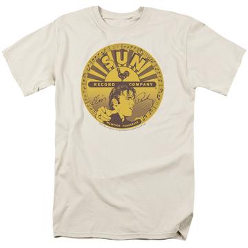Cream men's regular fit t-shirt with Elvis Presley Elvis Full Sun Label graphic