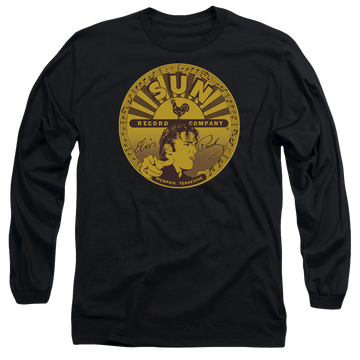 Black men's long sleeve t-shirt with Elvis Presley Elvis Full Sun Label graphic