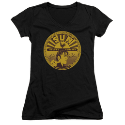 Elvis Presley Elvis Full Sun Label - Juniors V-Neck T-Shirt Juniors V-Neck T-Shirt Elvis Presley   