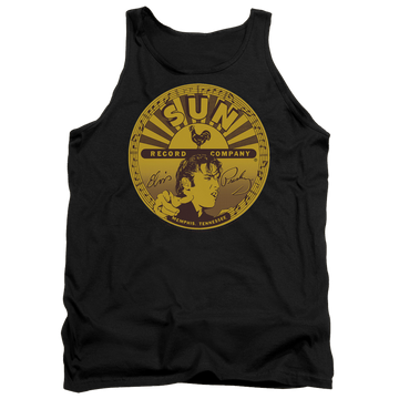 Black men's tank with Elvis Presley Elvis Full Sun Label graphic