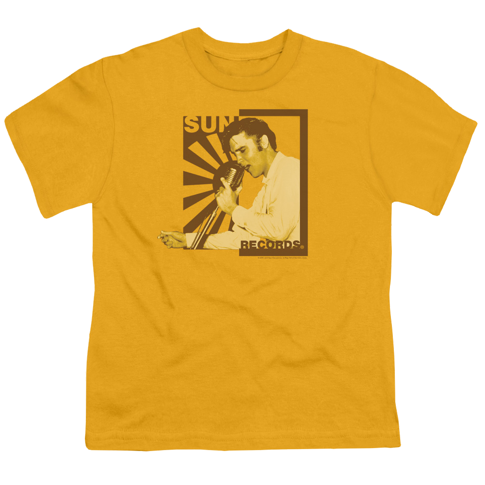 Elvis Presley Sun Records Slvis On The Mic - Youth T-Shirt Youth T-Shirt (Ages 8-12) Elvis Presley   