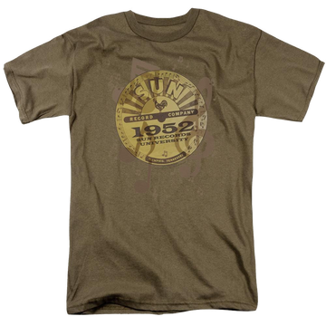 Safari green men's regular fit t-shirt with Sun Records Logo Music graphic
