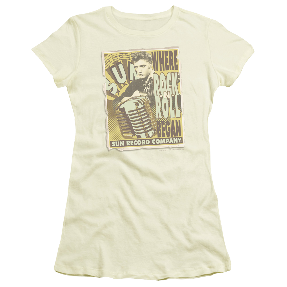 Elvis Presley Rock N Roll Began Poster - Juniors T-Shirt Juniors T-Shirt Elvis Presley   