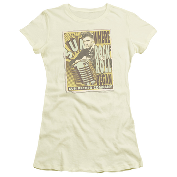 Elvis Presley Rock N Roll Began Poster - Juniors T-Shirt Juniors T-Shirt Elvis Presley   