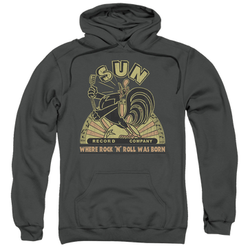 Charcoal pullover hoodie with Sun Records Sun Rooster graphic