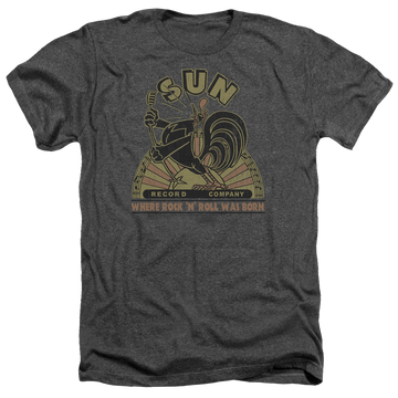 Charcoal men's heather t-shirt with Sun Records Sun Rooster graphic
