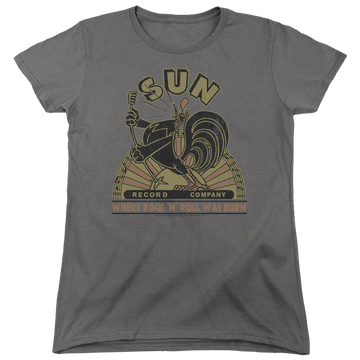 Charcoal women's t-shirt with Sun Records Sun Rooster graphic
