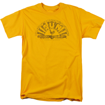 Gold men's regular fit t-shirt with Sun Records Worn Logo graphic