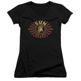 Sun Records Sun Ray Rooster - Juniors V-Neck T-Shirt Juniors V-Neck T-Shirt Sun Records   