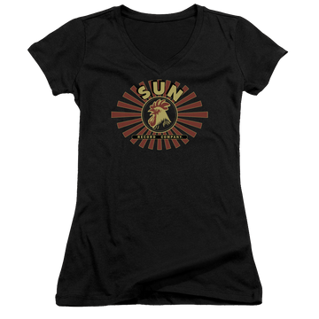 Sun Records Sun Ray Rooster - Juniors V-Neck T-Shirt Juniors V-Neck T-Shirt Sun Records   