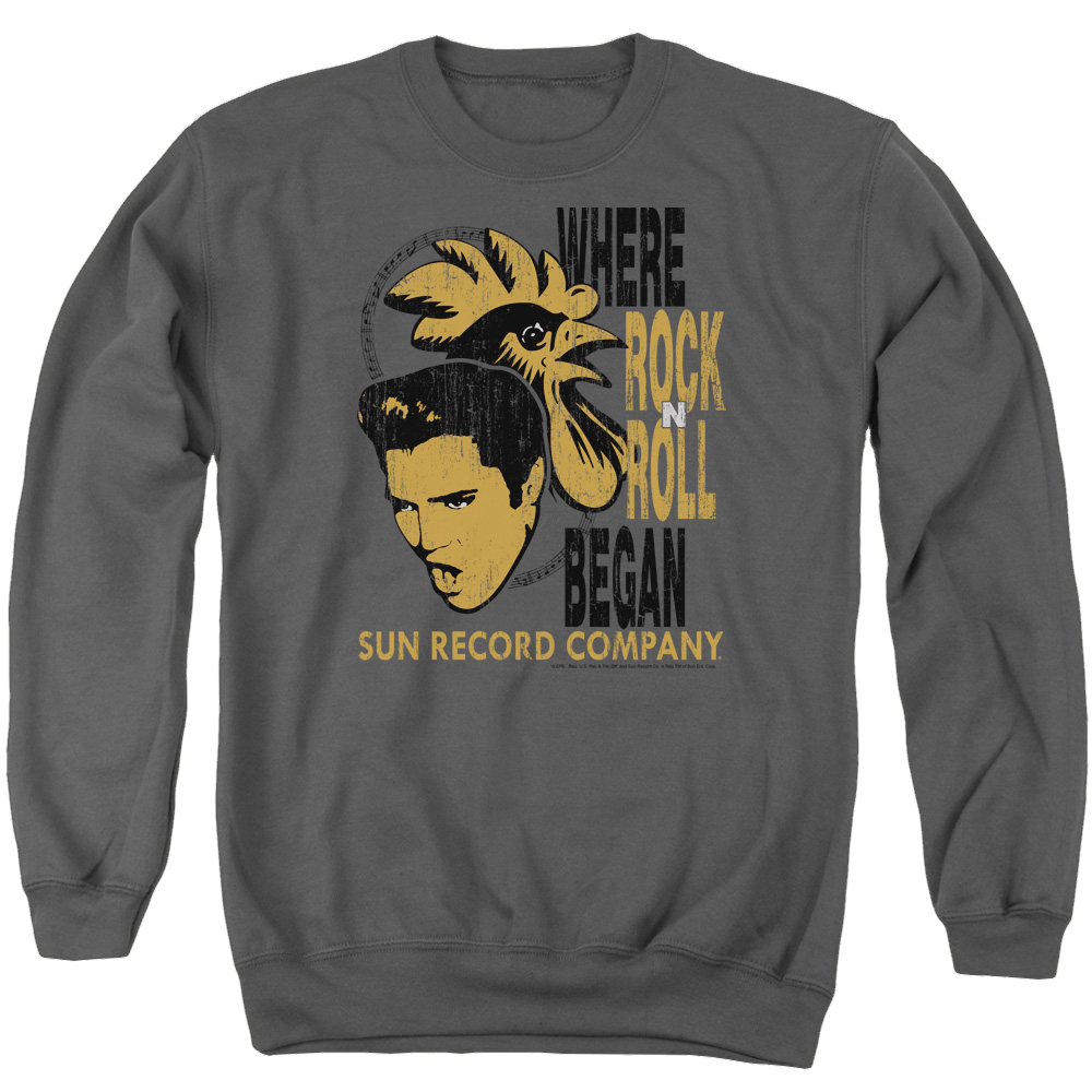 Elvis Presley Elvis And Rooster - Men's Crewneck Sweatshirt Men's Crewneck Sweatshirt Elvis Presley   