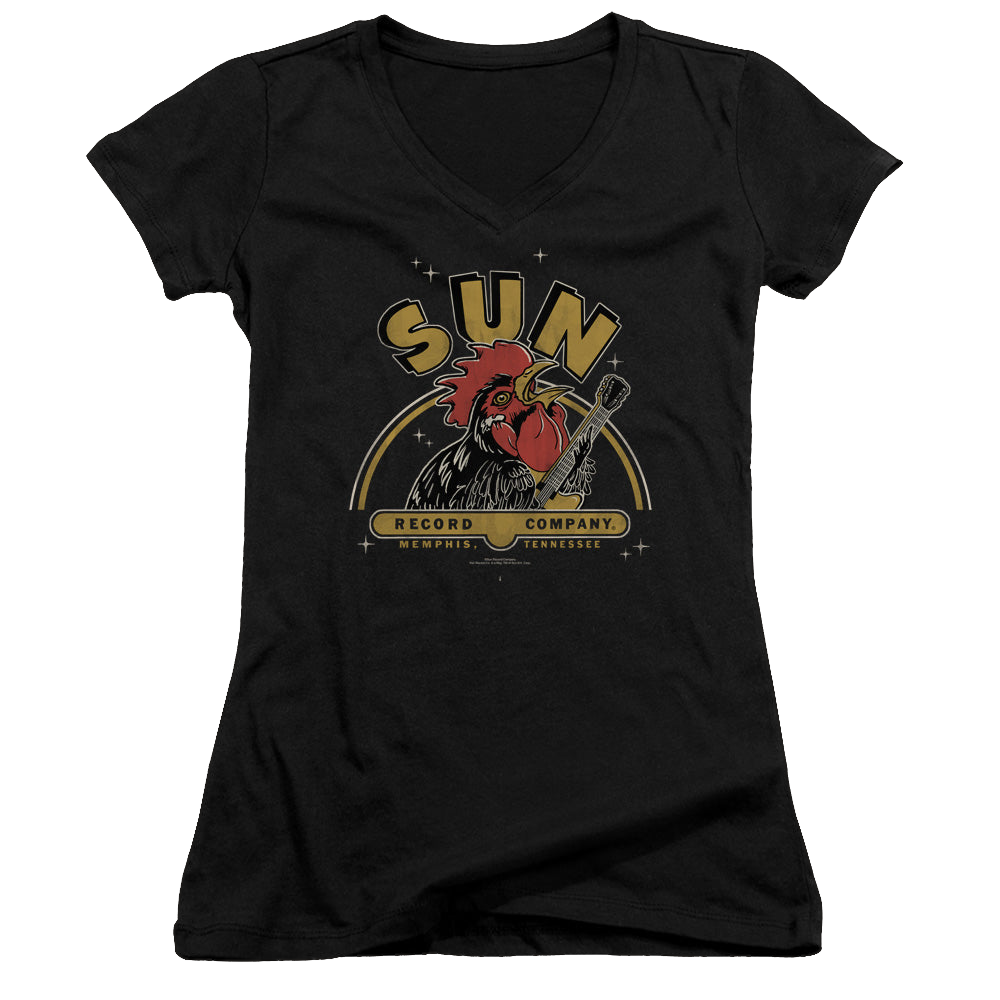 Sun Records Rocking Rooster - Juniors V-Neck T-Shirt Juniors V-Neck T-Shirt Sun Records   