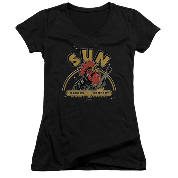 Sun Records Rocking Rooster - Juniors V-Neck T-Shirt Juniors V-Neck T-Shirt Sun Records   