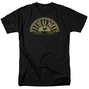 Black men's regular fit t-shirt with Sun Records Tattered Logo graphic