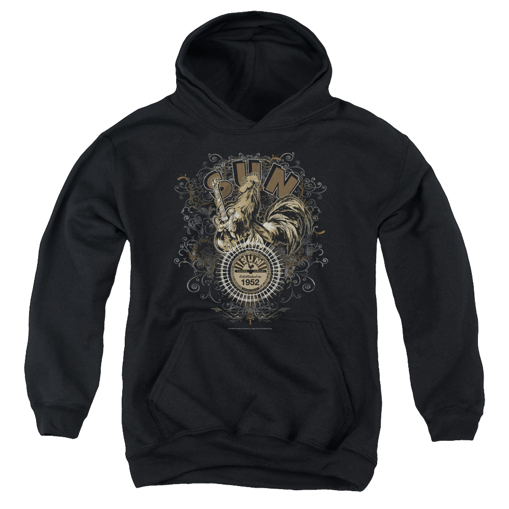 Sun Records Scroll Around Rooster - Youth Hoodie Youth Hoodie (Ages 8-12) Sun Records   