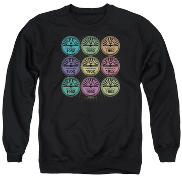 Black men's crewneck sweatshirt with Sun Records Rocking Color Block graphic