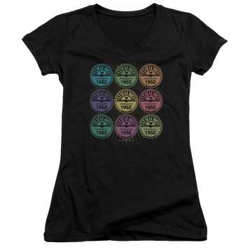 Sun Records Rocking Color Block - Juniors V-Neck T-Shirt Juniors V-Neck T-Shirt Sun Records   