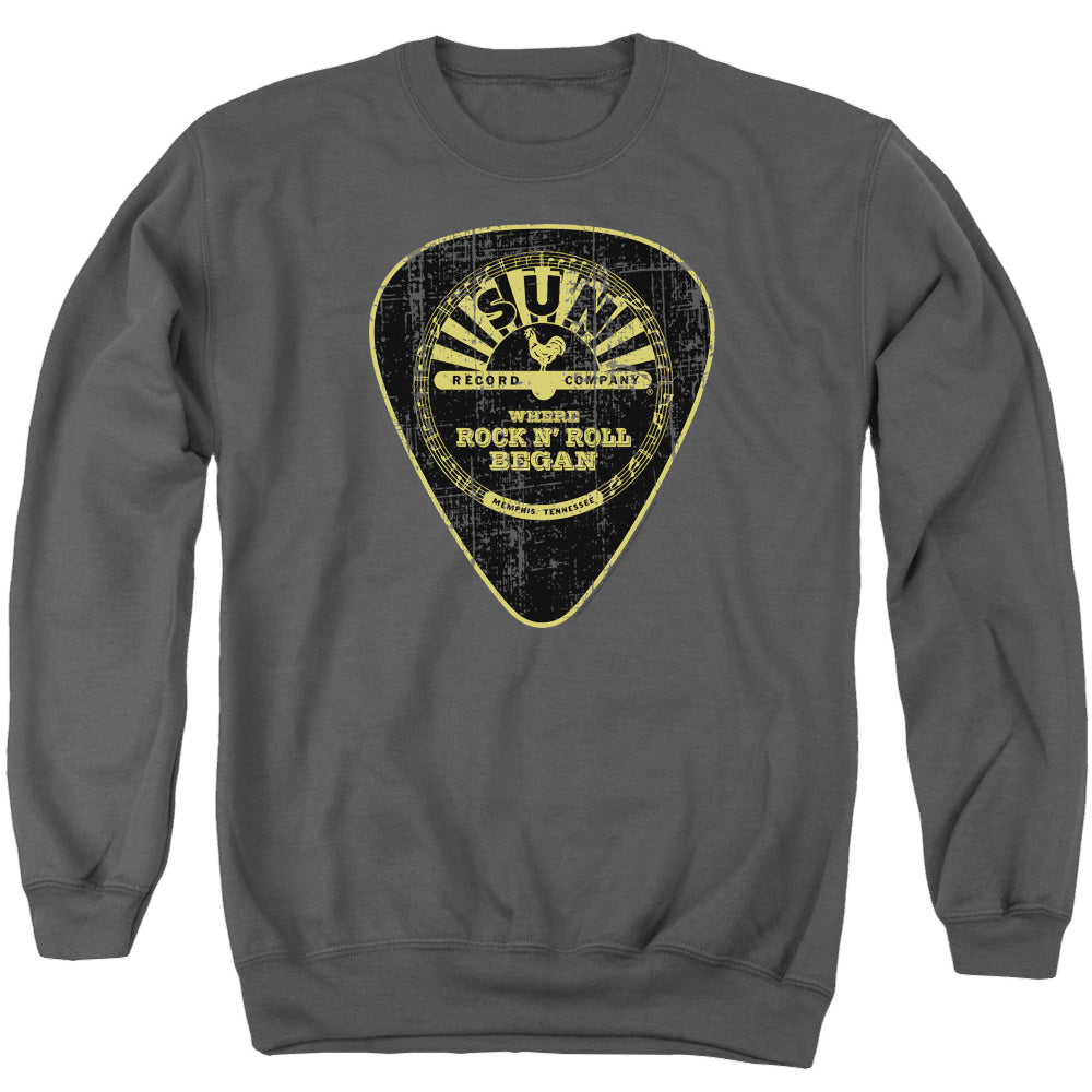 Sun Records Guitar Pick - Men's Crewneck Sweatshirt Men's Crewneck Sweatshirt Sun Records   