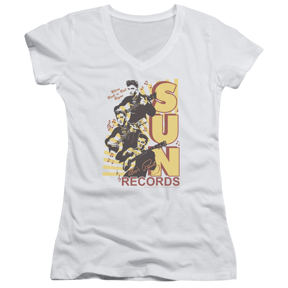 Elvis Presley Tri Elvis - Juniors V-Neck T-Shirt Juniors V-Neck T-Shirt Elvis Presley   