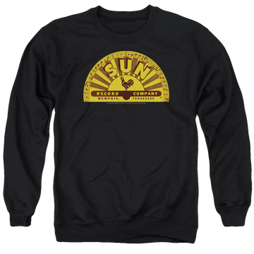 Black men's crewneck sweatshirt with Sun Records Traditional Logo graphic