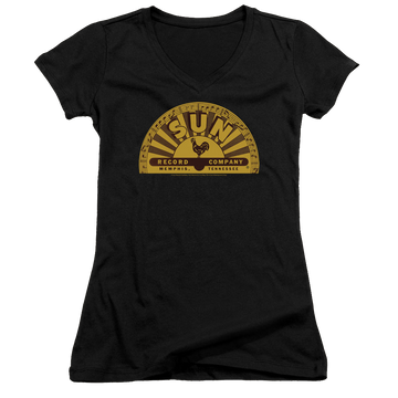 Sun Records Traditional Logo - Juniors V-Neck T-Shirt Juniors V-Neck T-Shirt Sun Records   