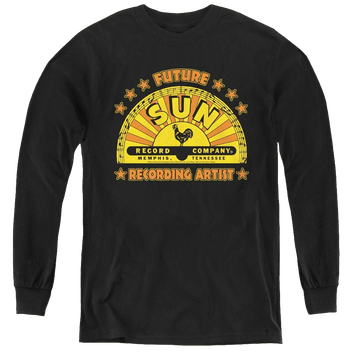 Black youth long sleeve t-shirt with Sun Records Future Recording Artist graphic