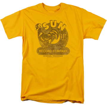 Gold men's regular fit t-shirt with Sun Records Sun Record graphic