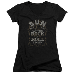 Sun Records Where Rock Began - Juniors V-Neck T-Shirt Juniors V-Neck T-Shirt Sun Records   