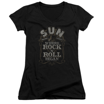 Sun Records Where Rock Began - Juniors V-Neck T-Shirt Juniors V-Neck T-Shirt Sun Records   