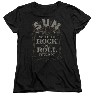 Black women's t-shirt with Sun Records Where Rock Began graphic