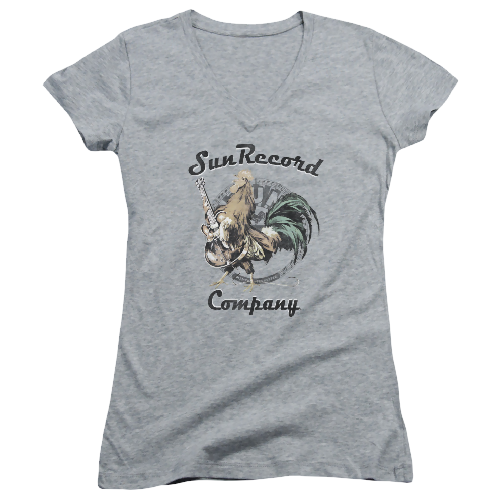 Sun Records Rockin Rooster Logo - Juniors V-Neck T-Shirt Juniors V-Neck T-Shirt Sun Records   