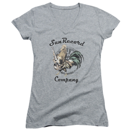 Sun Records Rockin Rooster Logo - Juniors V-Neck T-Shirt Juniors V-Neck T-Shirt Sun Records   