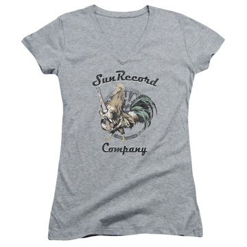 Sun Records Rockin Rooster Logo - Juniors V-Neck T-Shirt Juniors V-Neck T-Shirt Sun Records   