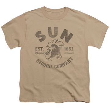 Sand youth t-shirt for ages 8 to 12 with Sun Records Vintage Logo graphic