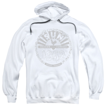 White pullover hoodie with Sun Records Crusty Logo graphic