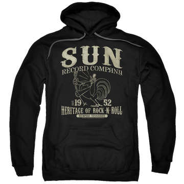 Black pullover hoodie with Sun Records Rockabilly Bird graphic