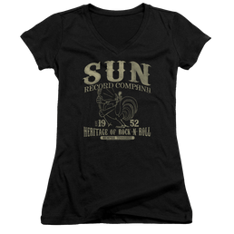 Sun Records Rockabilly Bird - Juniors V-Neck T-Shirt Juniors V-Neck T-Shirt Sun Records   