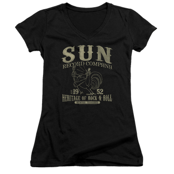Sun Records Rockabilly Bird - Juniors V-Neck T-Shirt Juniors V-Neck T-Shirt Sun Records   