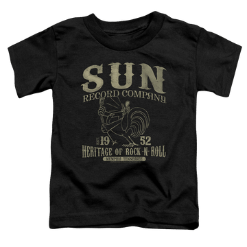 Black toddler t-shirt with Sun Records Rockabilly Bird graphic