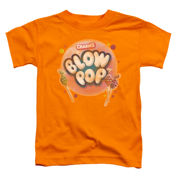 Orange kid's t-shirt for ages 4 to 7 with Blow Pop Bubble graphic