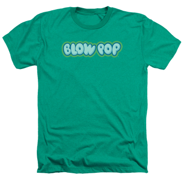 Kelly green men's heather t-shirt with Blow Pop Logo graphic