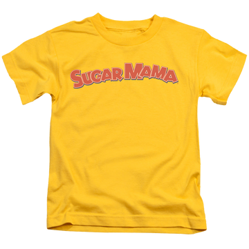 Yellow kid's t-shirt for ages 4 to 7 with Sugar Babies Sugar Mama graphic