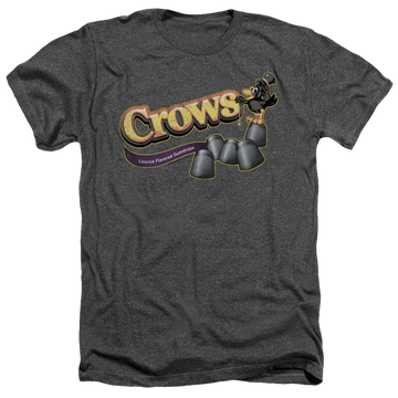 Charcoal men's heather t-shirt with Tootsie Roll Crows graphic