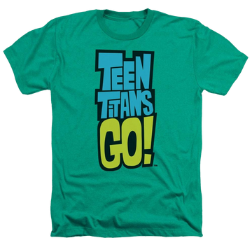 Kelly green men's heather t-shirt with Teen Titans Go! Teen Titans Go Logo graphic